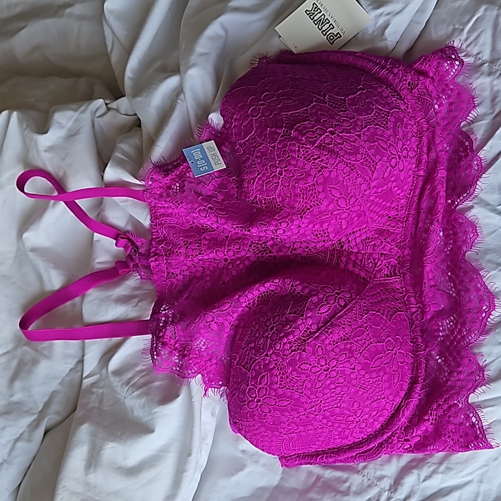 NWT PINK Victoria's Secret Push Up Racer back Bralette